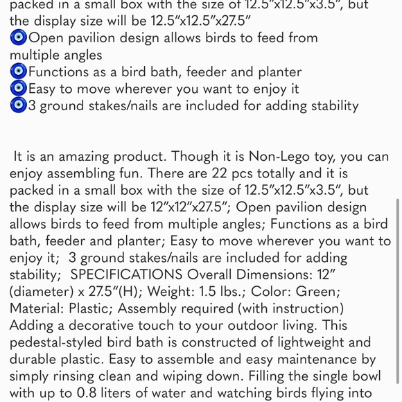 Amazing Plastic Birdbath Bird Feeder with Planter for Garden Lawn Backyard Patio - Picture 7 of 7